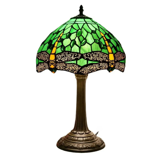 12inch Tiffany Green Dragonfly Desk Light Stained Glass Table Lamp Classical Tiffany Lamp