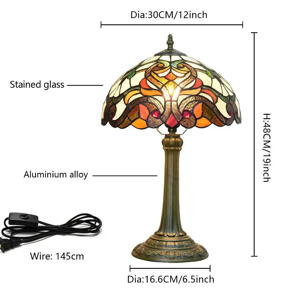 12inch Tiffany Style Stained Glass Table Lamp for Living Room Classical Tiffany Lamp