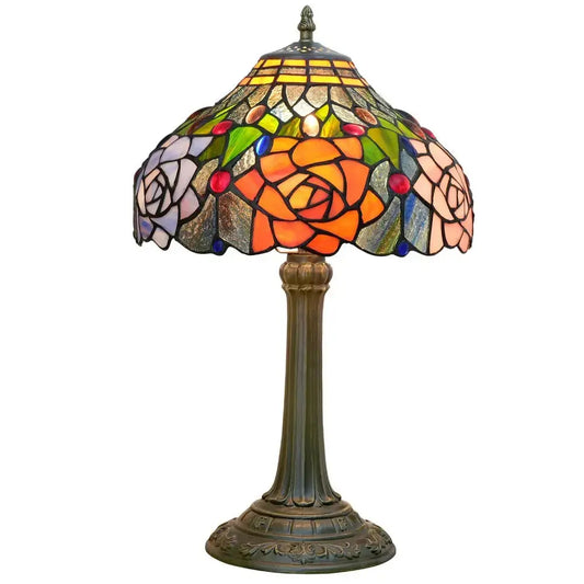 12inch Tiffany Bedside Lamps Stained Glass Rose Antique Desk Light Classical Tiffany Lamp
