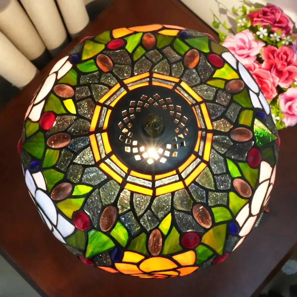 12inch Tiffany Bedside Lamps Stained Glass Rose Antique Desk Light Classical Tiffany Lamp