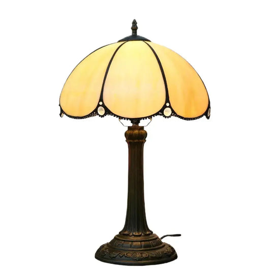 12inch Tiffany Bedside Lamps Stained Glass Yellow Vintage Table Light Classical Tiffany Lamp