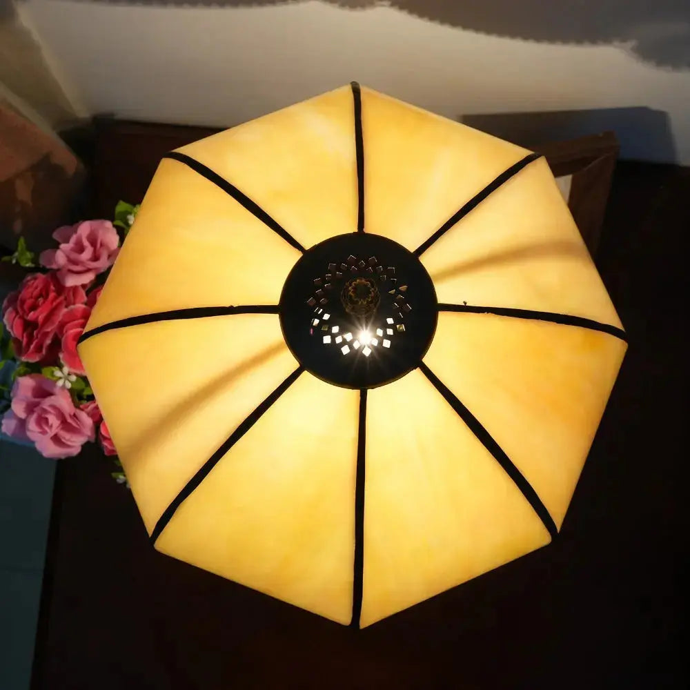 12inch Tiffany Bedside Lamps Stained Glass Yellow Vintage Table Light Classical Tiffany Lamp