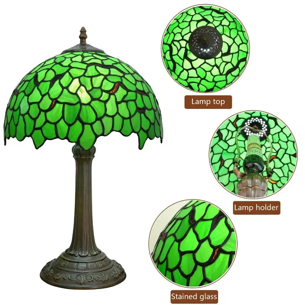12inch Tiffany Table Lamps for Sale Stained Glass Green Leaves Lampshade Desk Lamp Classical Tiffany Lamp