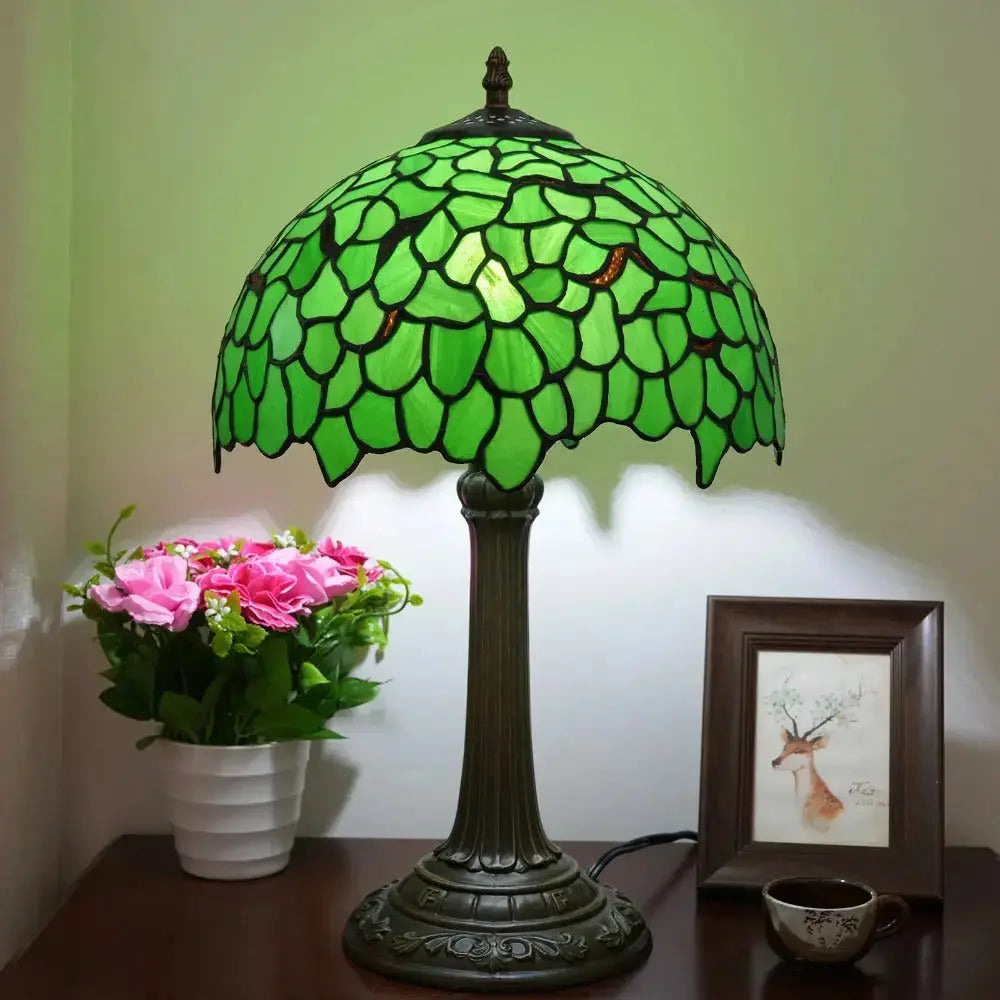 12inch Tiffany Table Lamps for Sale Stained Glass Green Leaves Lampshade Desk Lamp Classical Tiffany Lamp