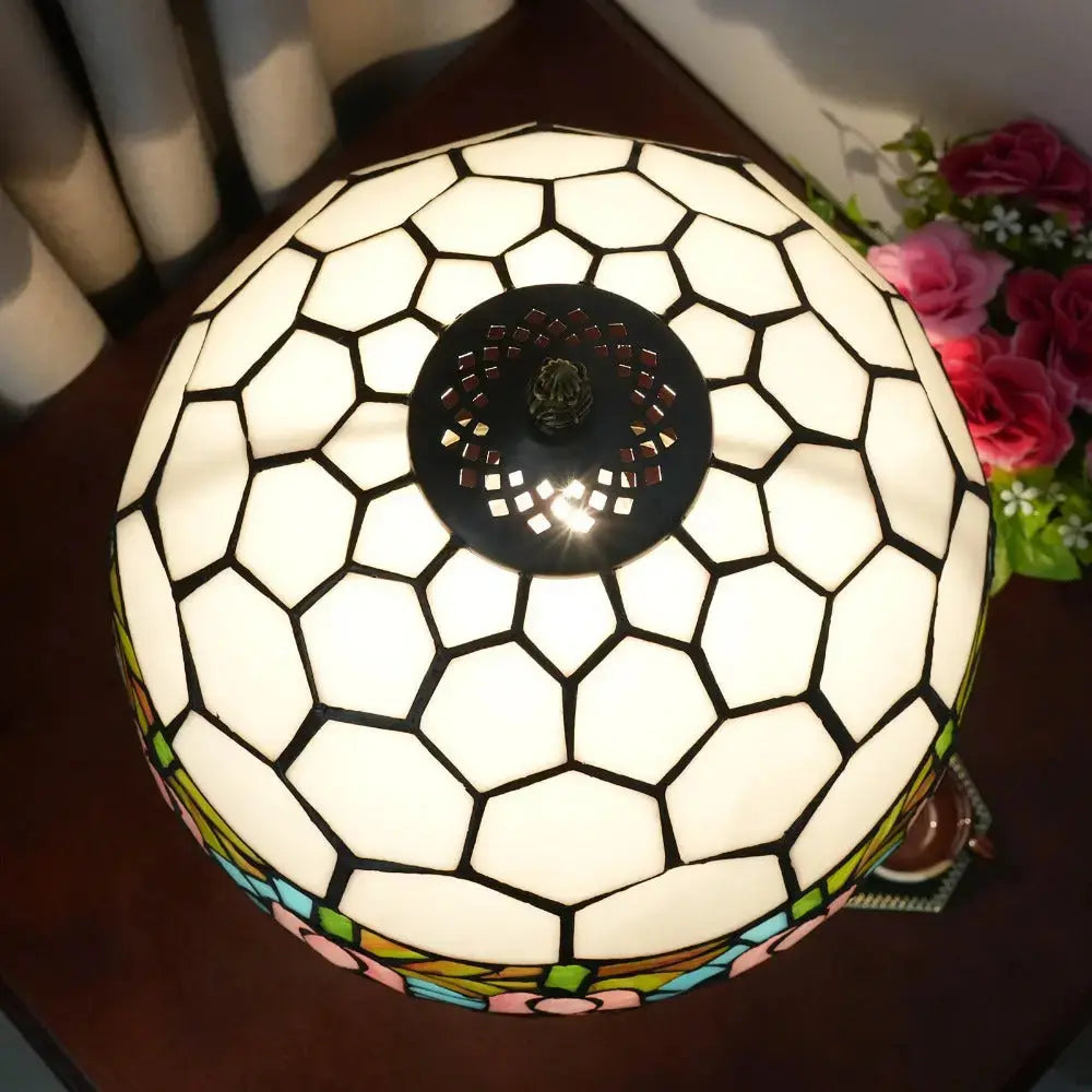 12inch Tiffany Tulip Lamp Stained Glass Pink Lampshade Vintage Table Lamps Classical Tiffany Lamp