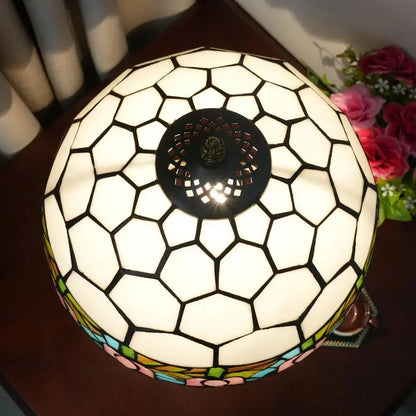 12inch Tiffany Tulip Lamp Stained Glass Pink Lampshade Vintage Table Lamps Classical Tiffany Lamp