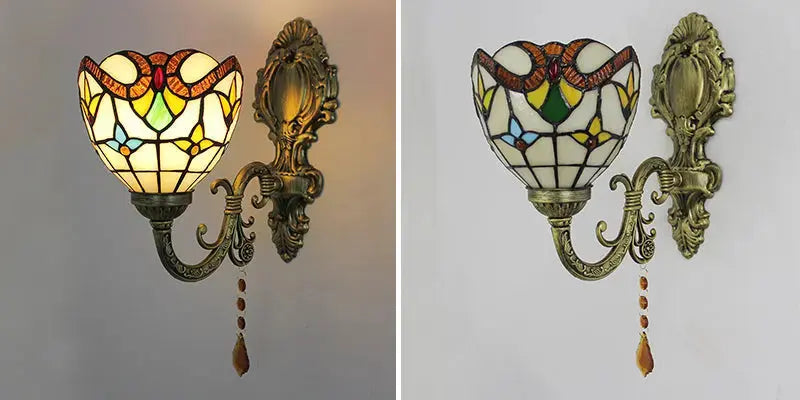 15cm Vintage Stained Glass Baroque Lampshade Wall Lamp Tiffany Sconce Light Classical Tiffany Lamp