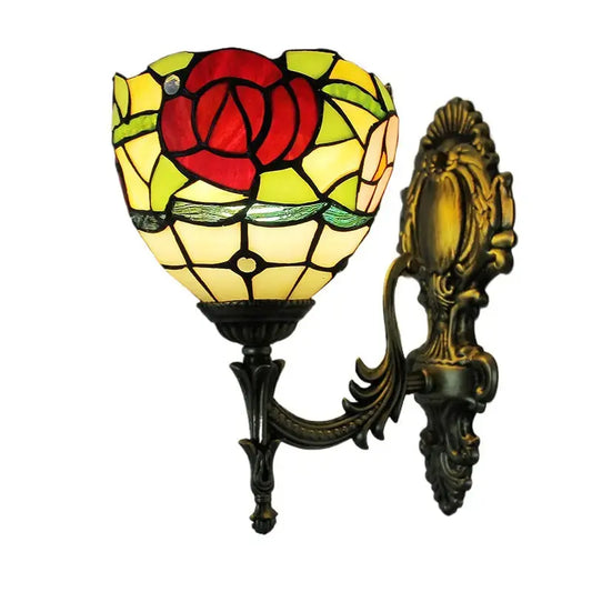 16cm Tiffany Stained Glass Rose Flower Lampshade Wall Sconces for Bedroom Classical Tiffany Lamp