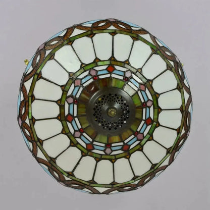 16inch Large Stained Glass Blue Lampshade Vintage Tiffany Ceiling Light Classical Tiffany Lamp
