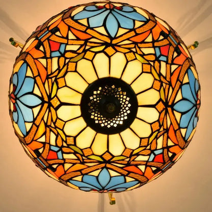 16inch Large Stained Glass Beads Flower Lampshade Vintage Tiffany Ceiling Light Classical Tiffany Lamp