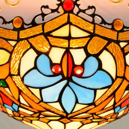 16inch Large Stained Glass Beads Flower Lampshade Vintage Tiffany Ceiling Light Classical Tiffany Lamp