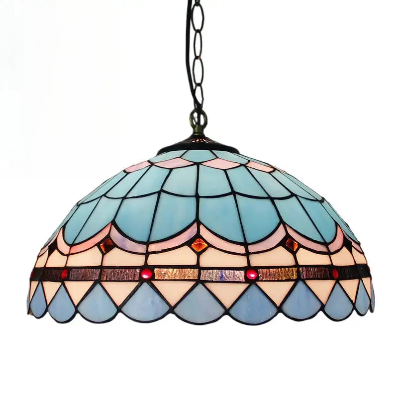 16inch Stained Glass Sea Blue Lampshade Tiffany Style Pendant Light Classical Tiffany Lamp