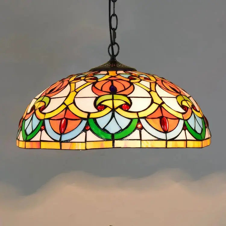 16inch Luxury Stained Glass Heart-shaped Beads Tiffany Style Pendant Light Classical Tiffany Lamp