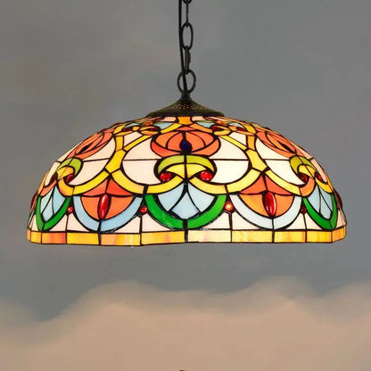 16inch Luxury Stained Glass Heart-shaped Beads Tiffany Style Pendant Light Classical Tiffany Lamp