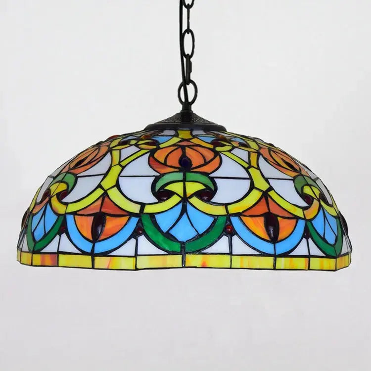 16inch Luxury Stained Glass Heart-shaped Beads Tiffany Style Pendant Light Classical Tiffany Lamp