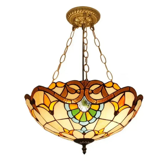 16inch Stained Glass Baroque Anti-chandelier Tiffany Style Hanging Light Classical Tiffany Lamp