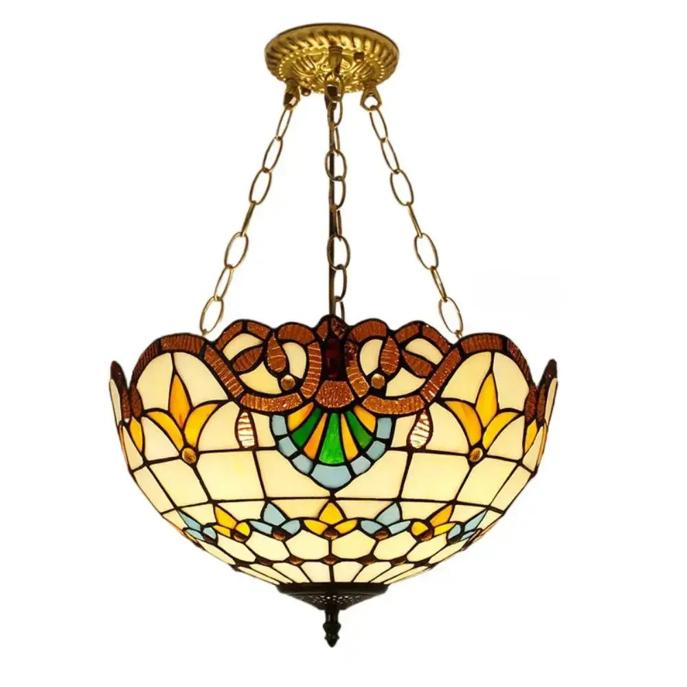 16inch Stained Glass Baroque Anti-chandelier Tiffany Style Hanging Light Classical Tiffany Lamp