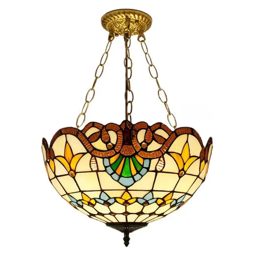16inch Stained Glass Baroque Anti-chandelier Tiffany Style Hanging Light Classical Tiffany Lamp