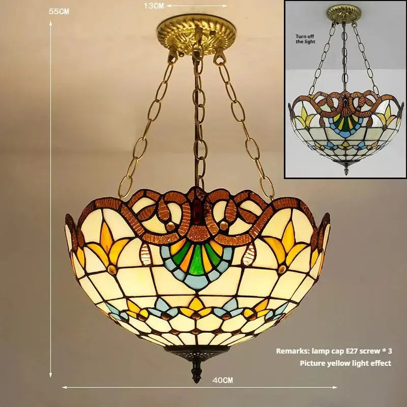 16inch Stained Glass Baroque Anti-chandelier Tiffany Style Hanging Light Classical Tiffany Lamp