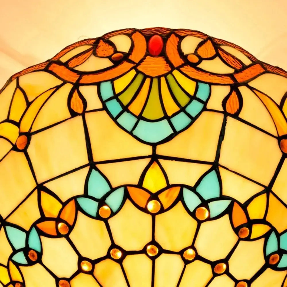 16inch Stained Glass Baroque Flower Lampshade Tiffany Ceiling Light Classical Tiffany Lamp
