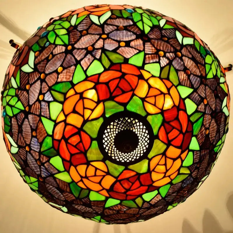 16inch Stained Glass Rose Lampshade Tiffany Ceiling Light Classical Tiffany Lamp