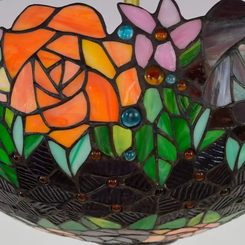 16inch Stained Glass Rose Lampshade Tiffany Ceiling Light Classical Tiffany Lamp