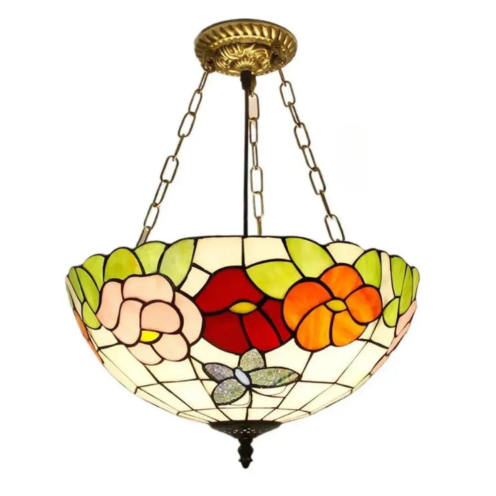 16inch Butterfly Flower Pendant Light Tiffany Hanging Lamp Classical Tiffany Lamp
