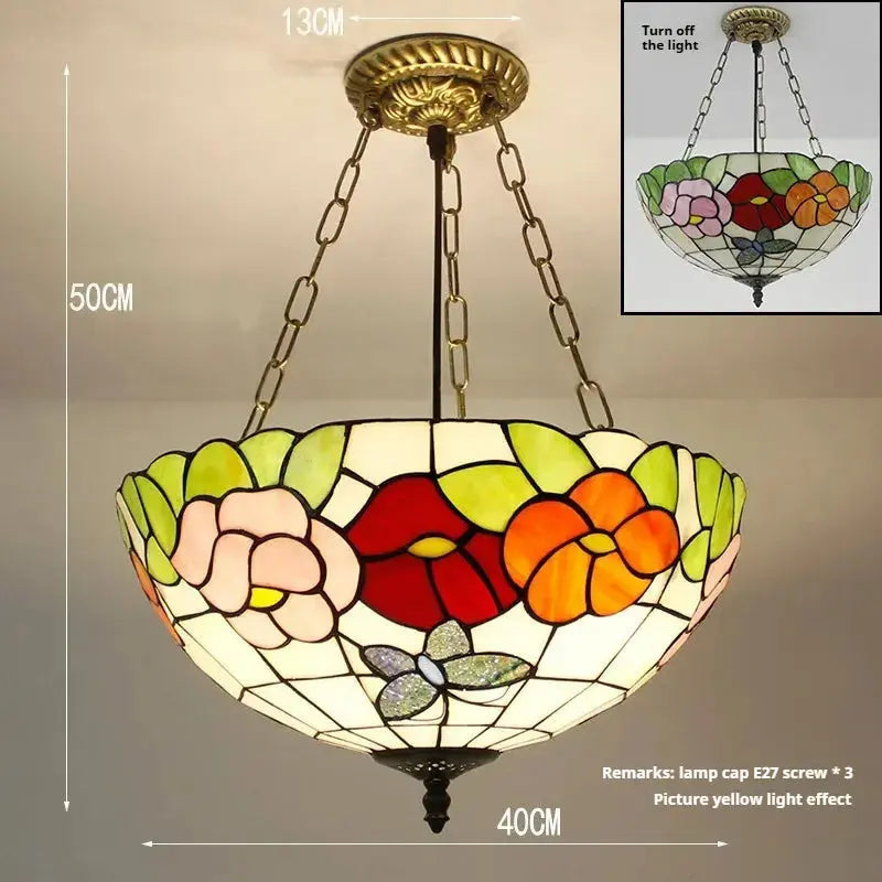 16inch Butterfly Flower Pendant Light Tiffany Hanging Lamp Classical Tiffany Lamp