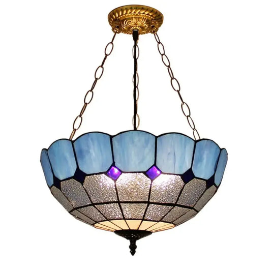 16inch Stained Glass Blue Anti-chandelier Tiffany Hanging Lamp Classical Tiffany Lamp