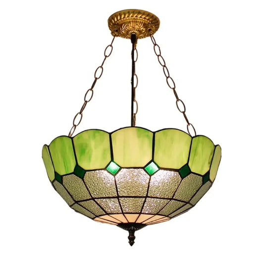 16inch Stained Glass Green Pendant Light Tiffany Hanging Lamp Classical Tiffany Lamp