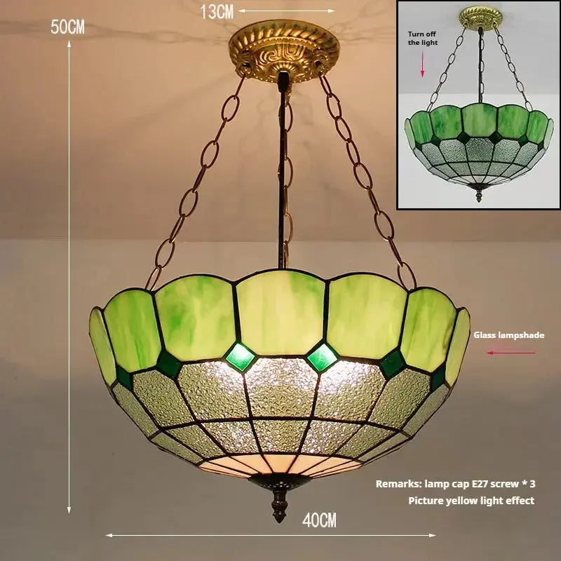 16inch Stained Glass Green Pendant Light Tiffany Hanging Lamp Classical Tiffany Lamp