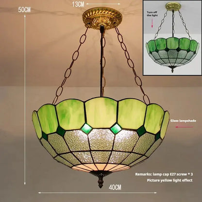 16inch Stained Glass Green Pendant Light Tiffany Hanging Lamp Classical Tiffany Lamp