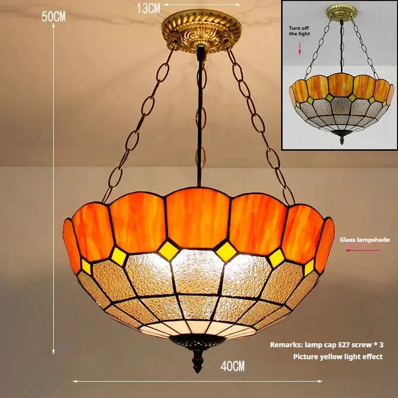 16inch Stained Glass Anti-Chandelier Antique Tiffany Hanging Lights Pendant Lamp Classical Tiffany Lamp