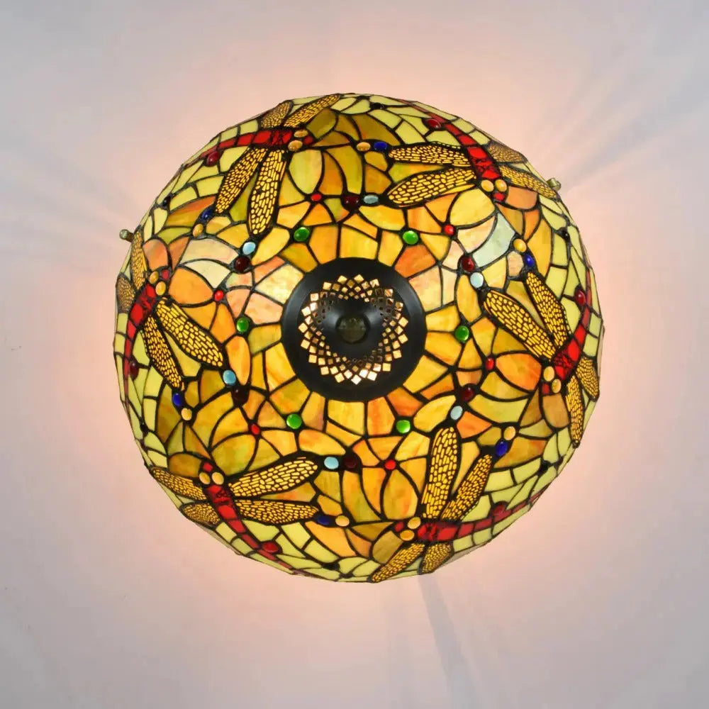 16inch Stained Glass Dragonfly Lampshade Tiffany Ceiling Light Classical Tiffany Lamp