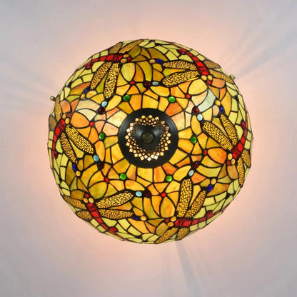 16inch Stained Glass Dragonfly Lampshade Tiffany Ceiling Light Classical Tiffany Lamp