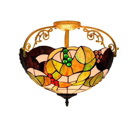 16inch Stained Glass Grapes Flower Tiffany Ceiling Lights Classical Tiffany Lamp