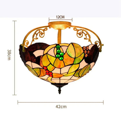 16inch Stained Glass Grapes Flower Tiffany Ceiling Lights Classical Tiffany Lamp