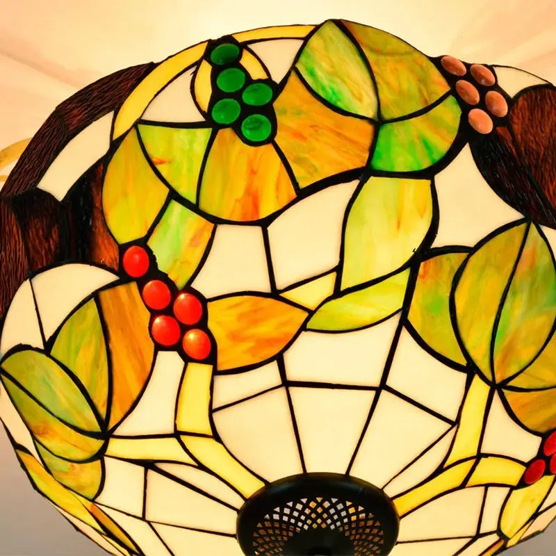 16inch Stained Glass Grapes Flower Tiffany Ceiling Lights Classical Tiffany Lamp