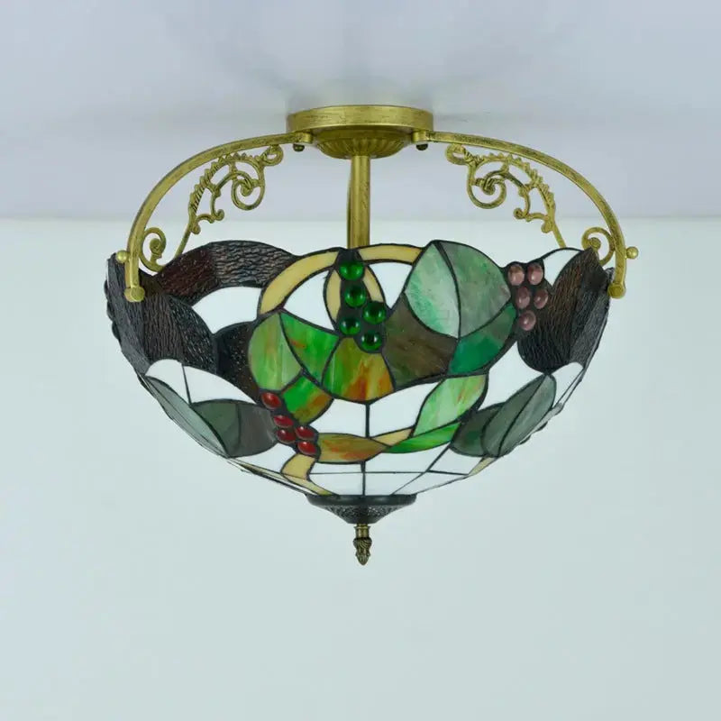 16inch Stained Glass Grapes Flower Tiffany Ceiling Lights Classical Tiffany Lamp