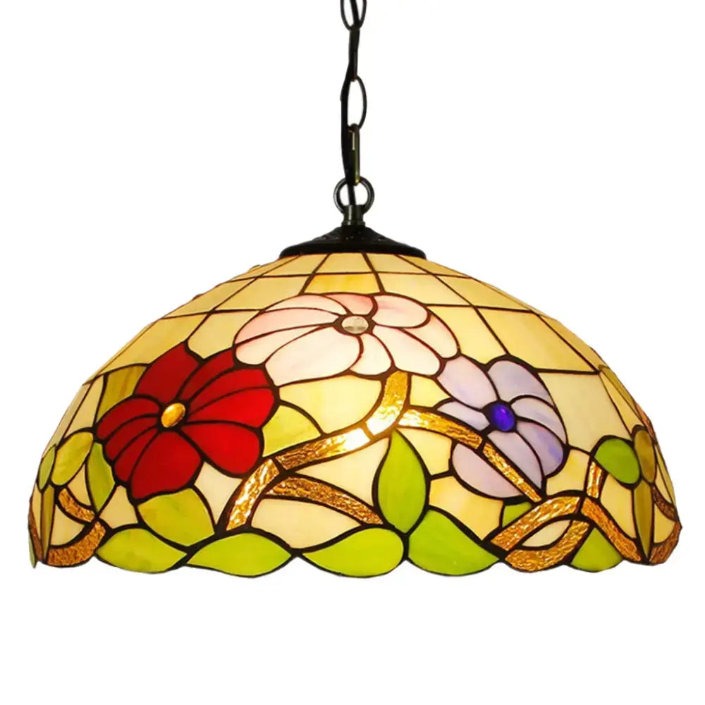 16inch Stained Glass Hanging Lamp Flower Tiffany Style Pendant Light Classical Tiffany Lamp