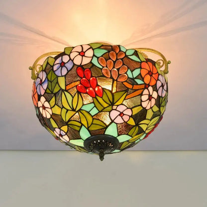 16inch Stained Glass Flower Lampshade Vintage Tiffany Ceiling Light Classical Tiffany Lamp