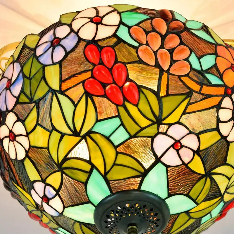 16inch Stained Glass Flower Lampshade Vintage Tiffany Ceiling Light Classical Tiffany Lamp