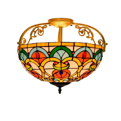 16inch Stained Glass Beads Flower Lampshade Tiffany Ceiling Light Classical Tiffany Lamp