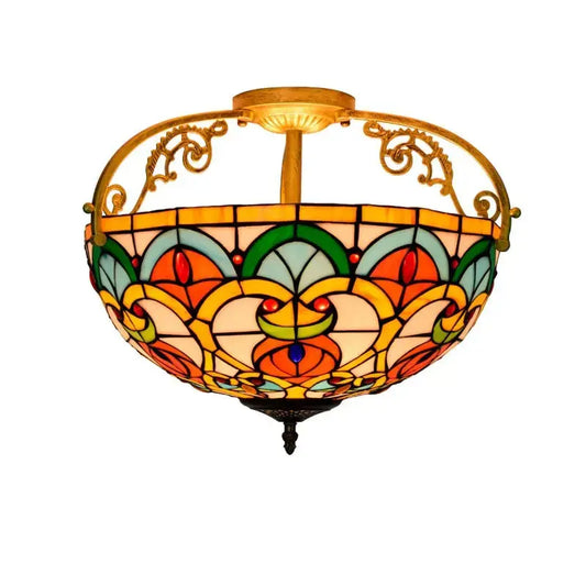 16inch Stained Glass Beads Flower Lampshade Tiffany Ceiling Light Classical Tiffany Lamp