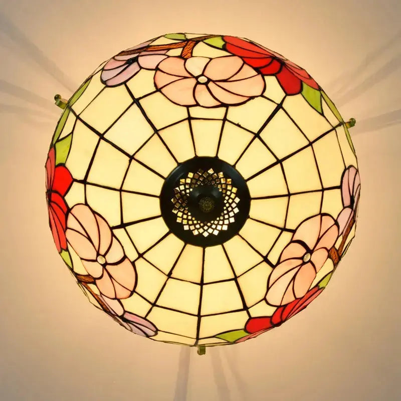 16inch Stained Glass Morning Glory Flower Vintage Tiffany Ceiling Light Classical Tiffany Lamp