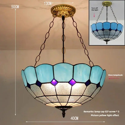 16inch Stained Glass Blue Anti-chandelier Tiffany Hanging Lamp Classical Tiffany Lamp