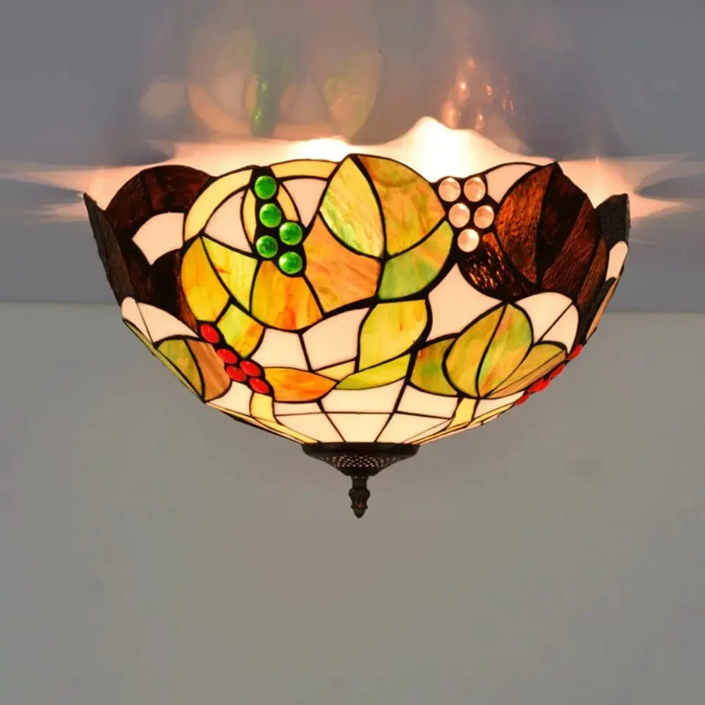 16inch Stained Glass Flower Lampshade Tiffany Style Ceiling Light Classical Tiffany Lamp