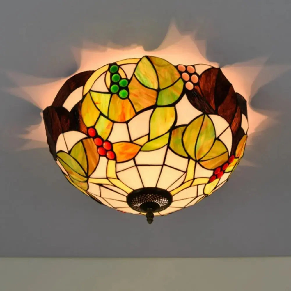 16inch Stained Glass Flower Lampshade Tiffany Style Ceiling Light Classical Tiffany Lamp
