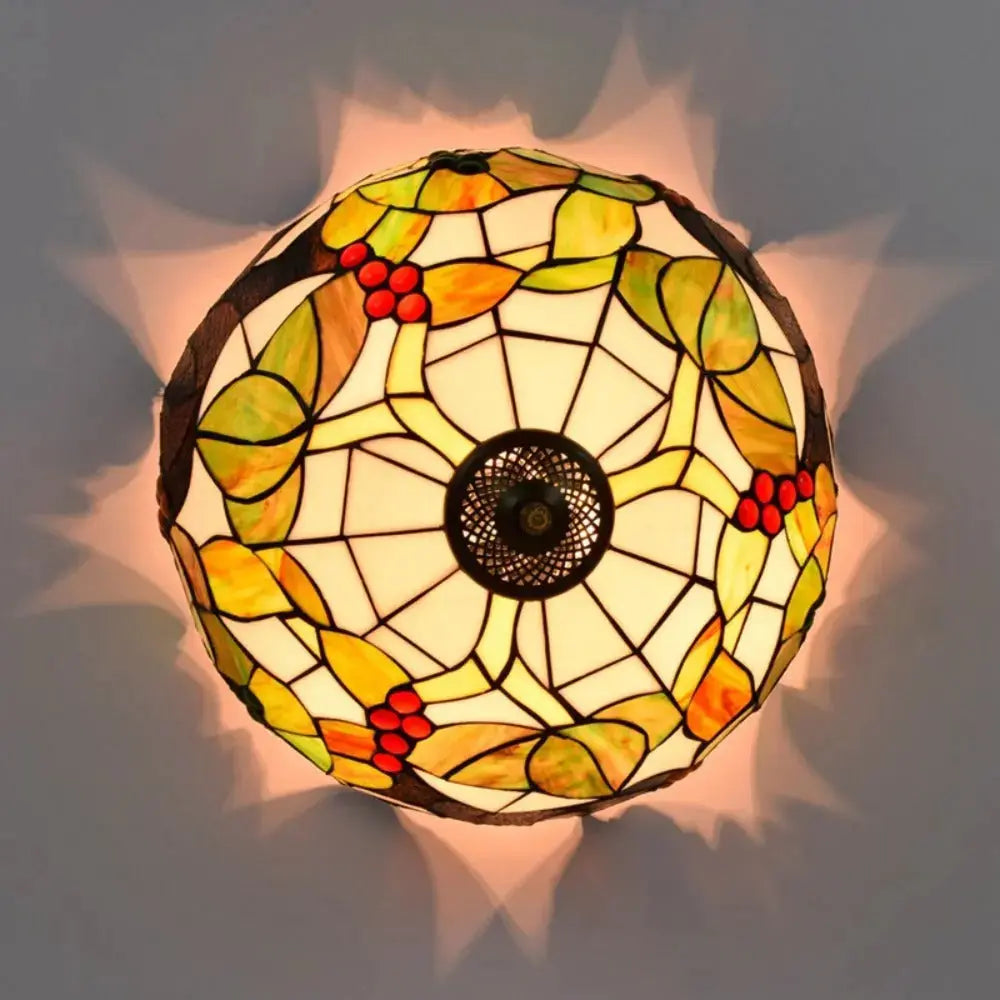 16inch Stained Glass Flower Lampshade Tiffany Style Ceiling Light Classical Tiffany Lamp