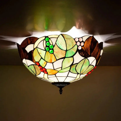 16inch Stained Glass Flower Lampshade Tiffany Style Ceiling Light Classical Tiffany Lamp